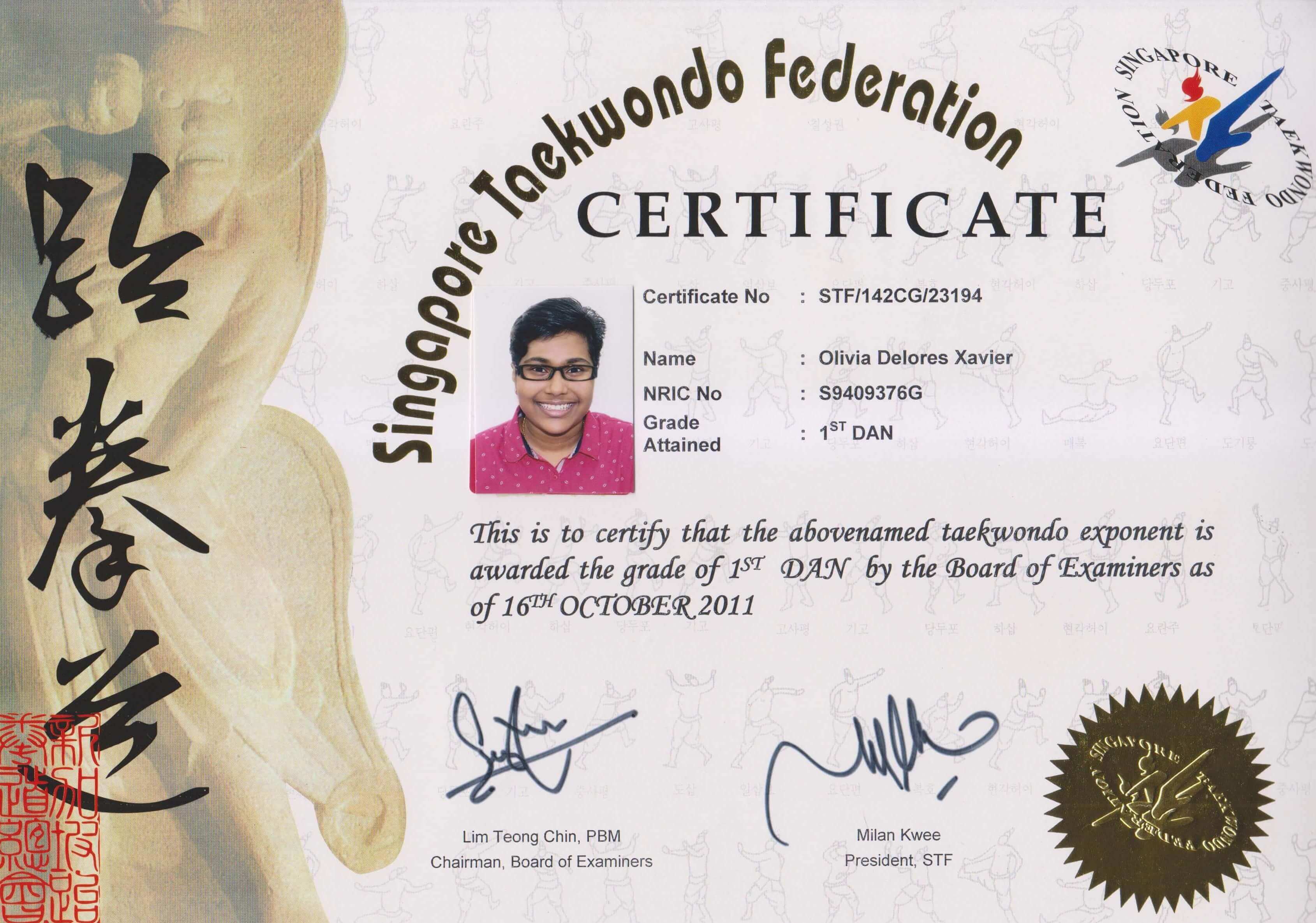 Taekwondo, black belt certification